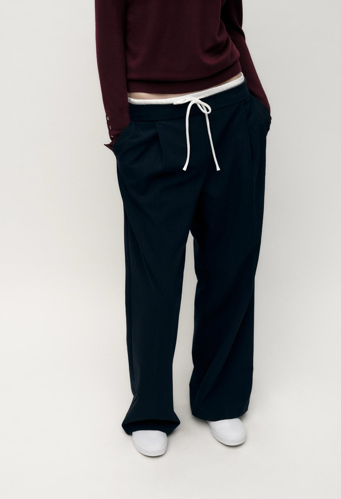 WIDE-LEG TROUSERS WITH DOUBLE WAISTBAND