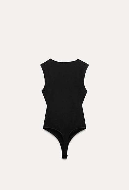 GATHERED POLYAMIDE BODYSUIT