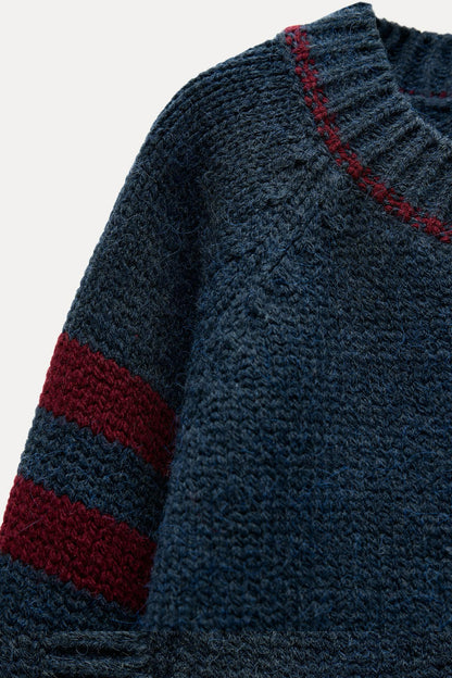 CONTRASTING KNIT CARDIGAN