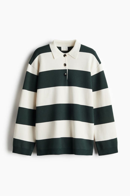 FINE-KNIT POLO SWEATER