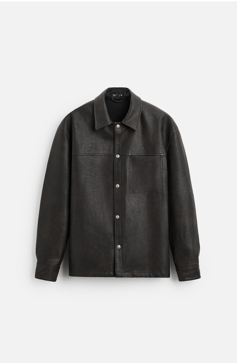 WASHED LEATHER EFFECT OVERSHIRT