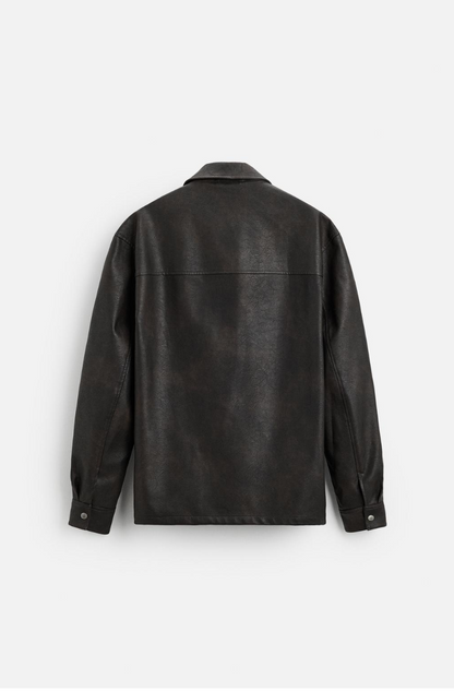 WASHED LEATHER EFFECT OVERSHIRT