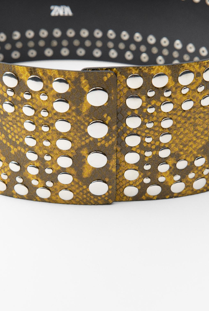 ANIMAL PRINT STUDDED LEATHER SASH BELT