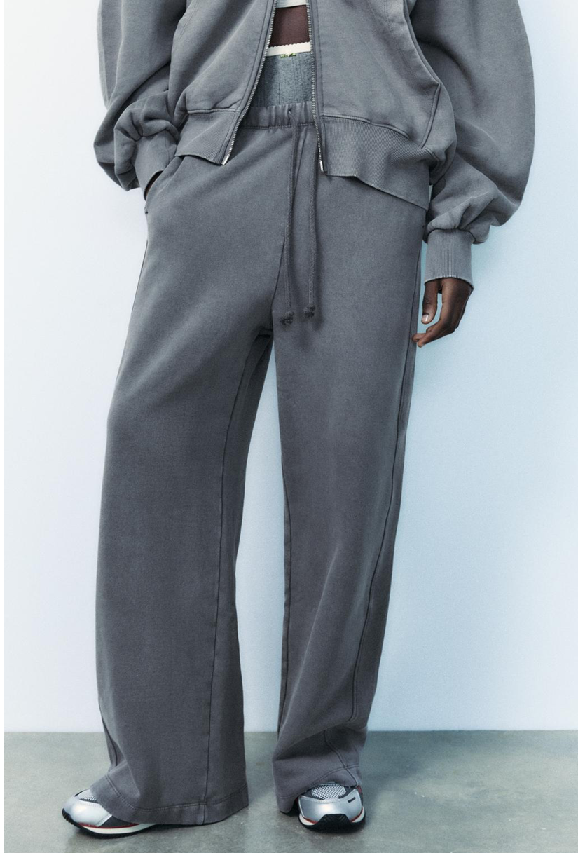 STRAIGHT-LEG PLUSH TROUSERS