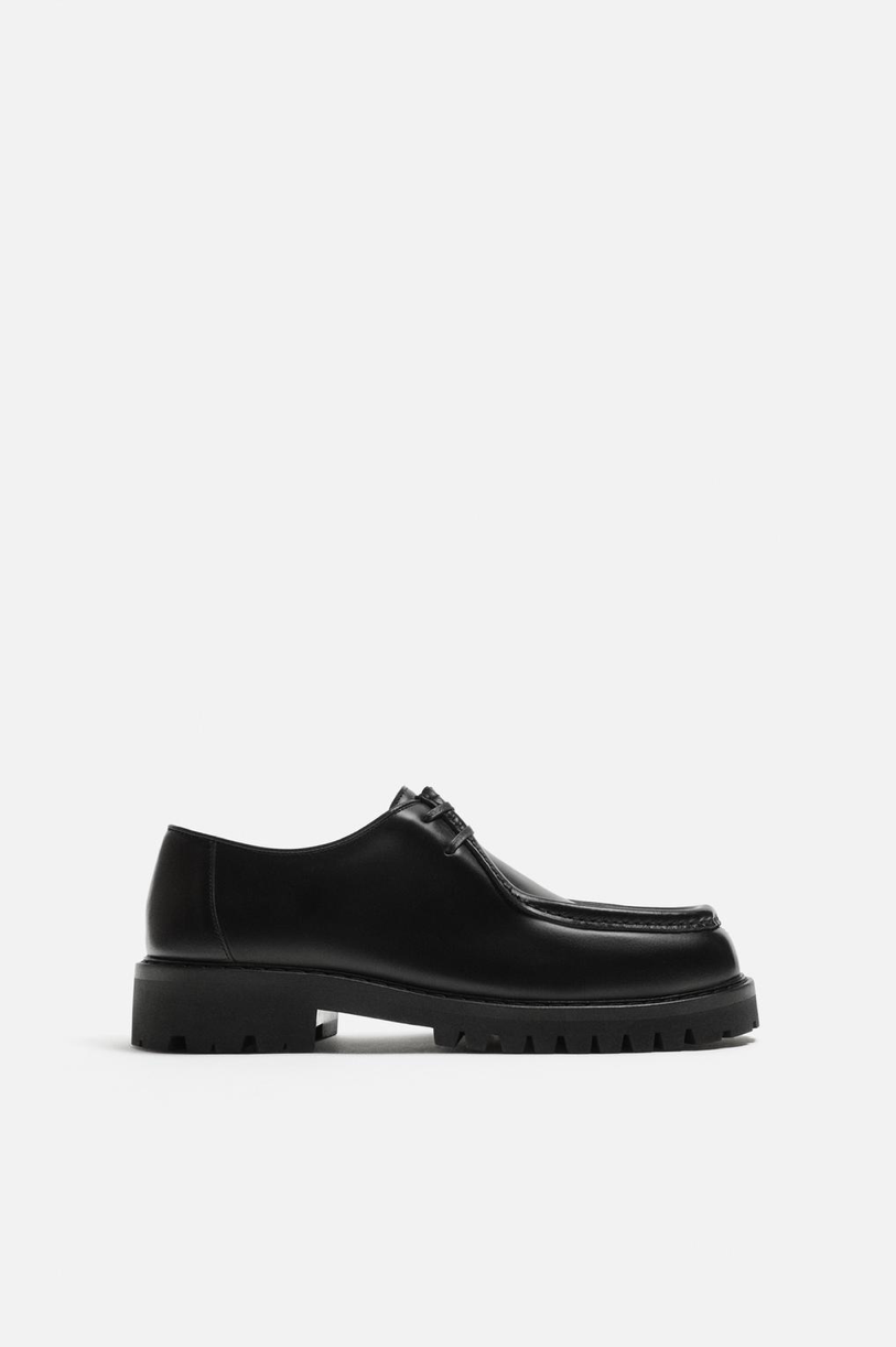 LEATHER MOC TOE SHOES