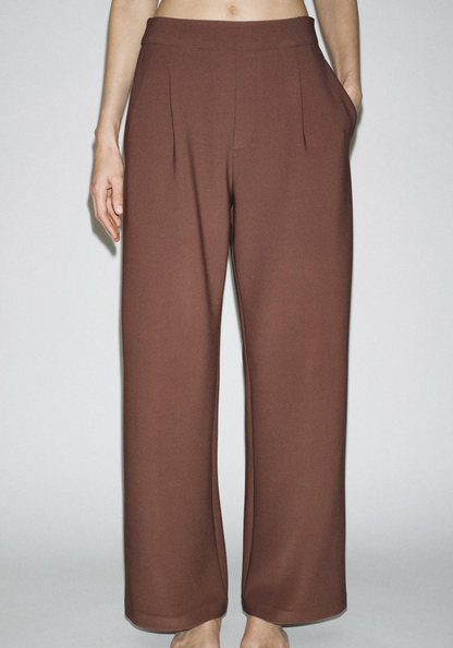 WIDE-LEG CREPE TROUSERS