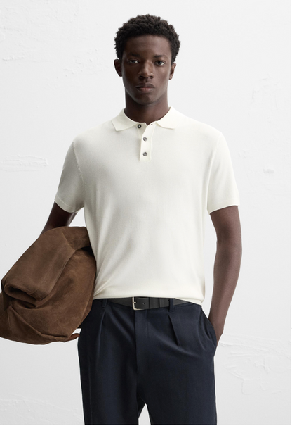 VISCOSE BLEND KNIT POLO SHIRT