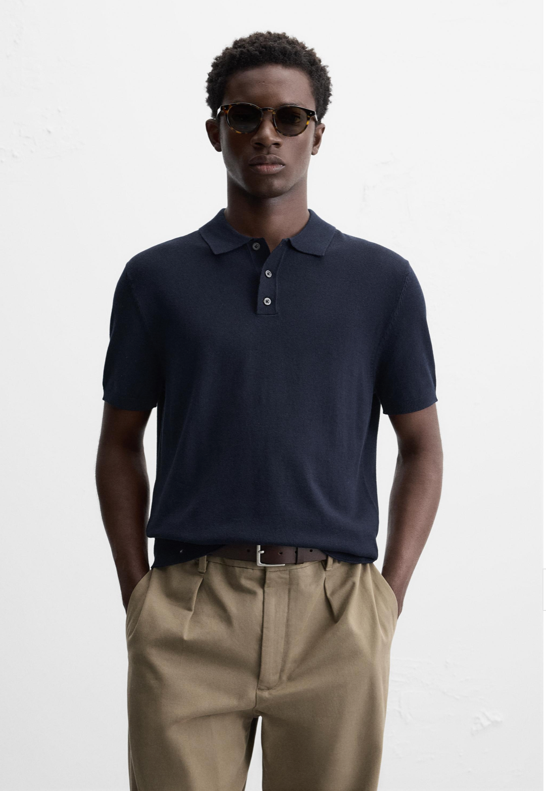 VISCOSE BLEND KNIT POLO SHIRT