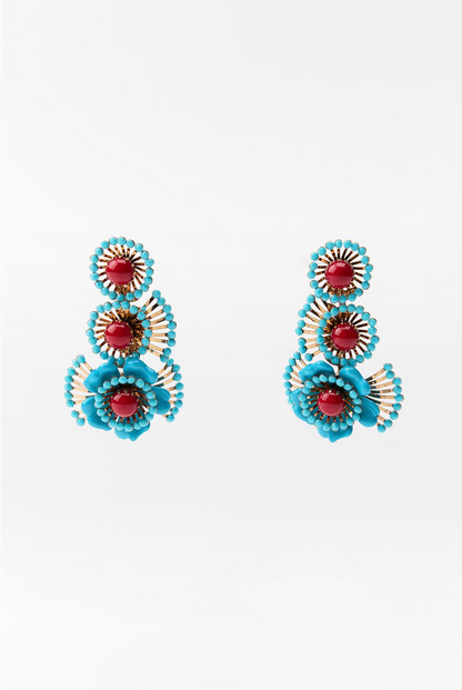 BEADED FLORAL EARRINGS