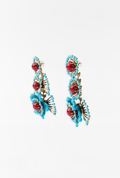 BEADED FLORAL EARRINGS