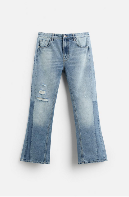 RIPPED FLARE FIT JEANS