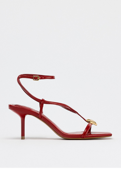 HEELED SANDALS WITH METAL DETAIL