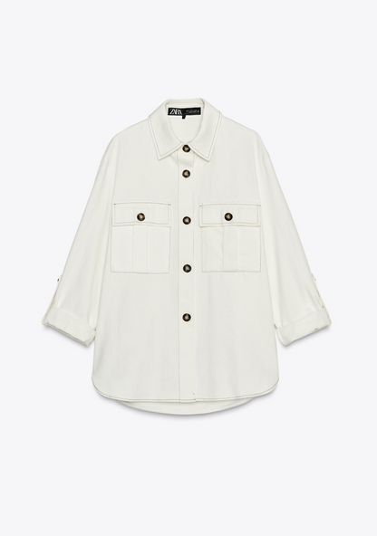 OVERSHIRT WITH CONTRAST TOPSTITCHING