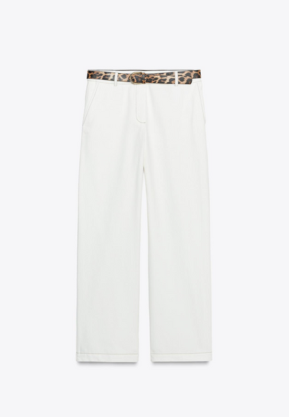 ANIMAL PRINT TROUSERS WITH BELT