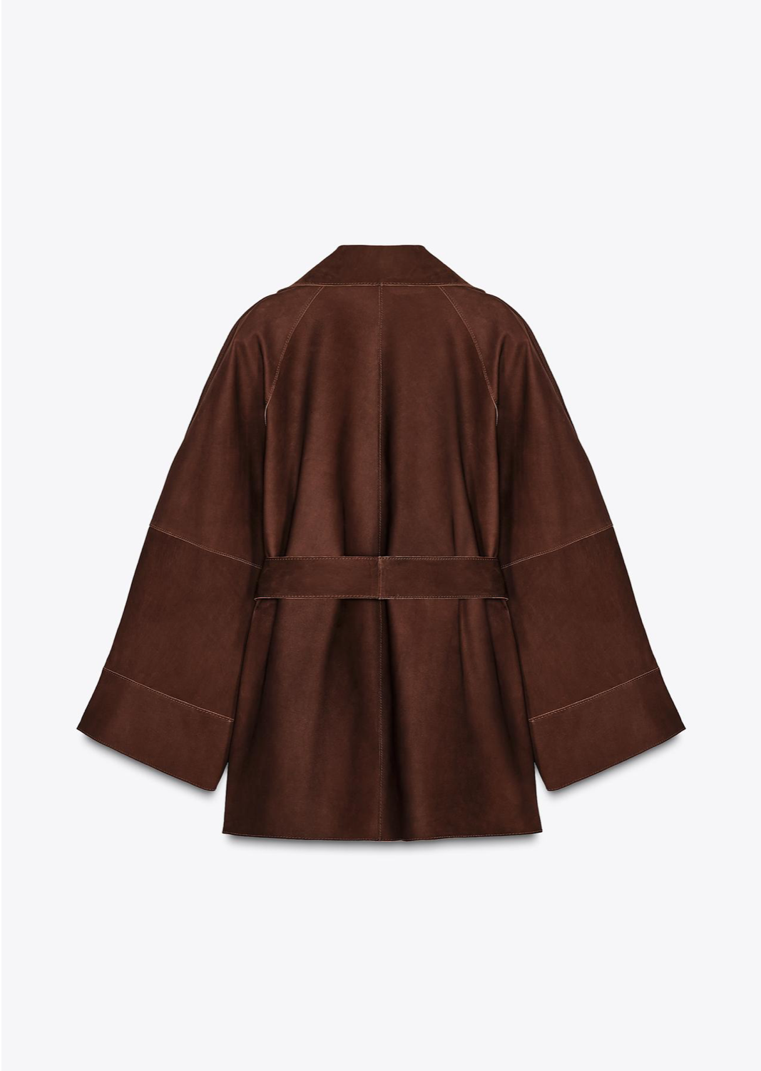 OVERSIZE SHORT SUEDE LEATHER TRENCH COAT