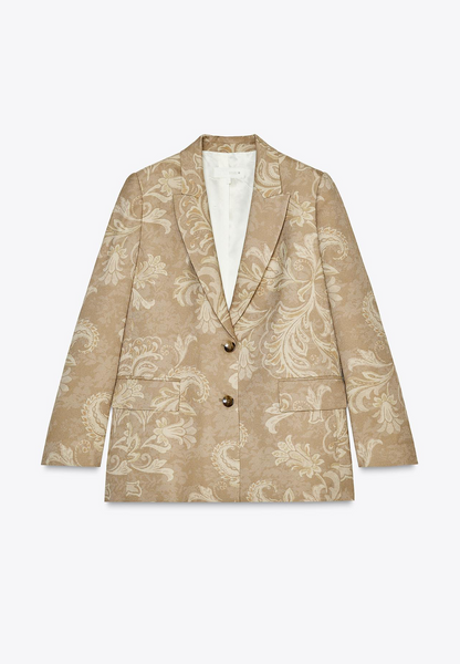 PRINTED BLAZER WITH SHOULDER PADS