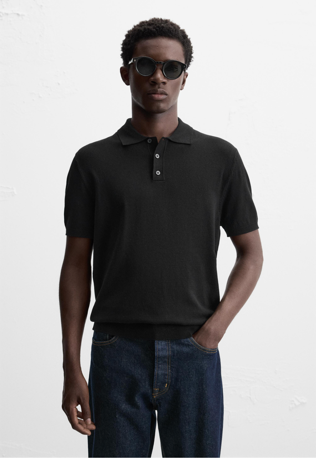 VISCOSE BLEND KNIT POLO SHIRT